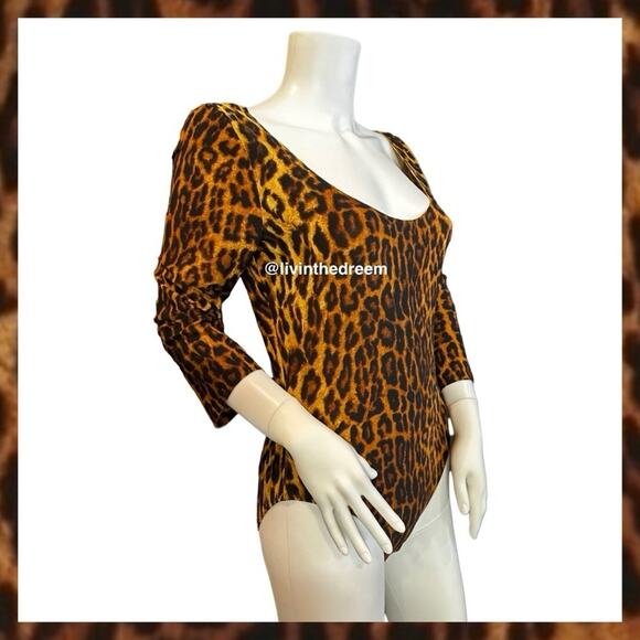 #T163 NWOT NORMA KAMALI Women's Pantera Leopard Print Scoop Neck Bodysuit $145 - Picture 14 of 16